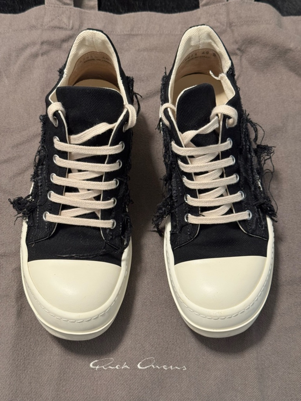 Rick Owens DRKSHDW Frayed Low-Top Canvas Sneakers